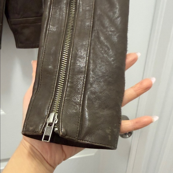 Mackage Dark Brown Leather Moto Jacket - Picture 6 of 10